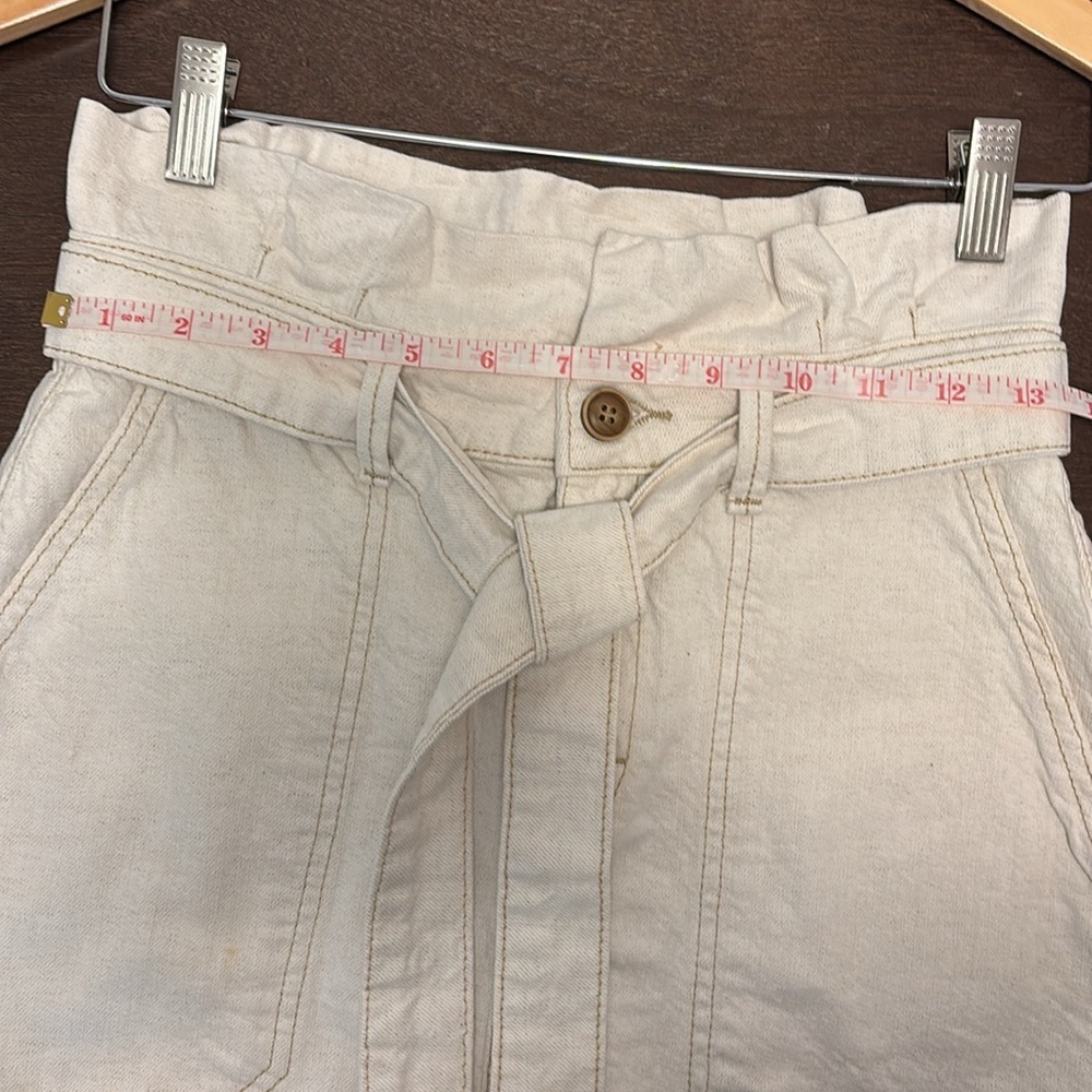 Free People Splendor In the Grass Skirt Paper bag Waist Cream Jean Size 2 - Picture 4 of 11